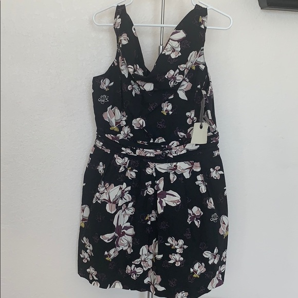 Black Dress with Purple Flowers - Picture 2 of 6